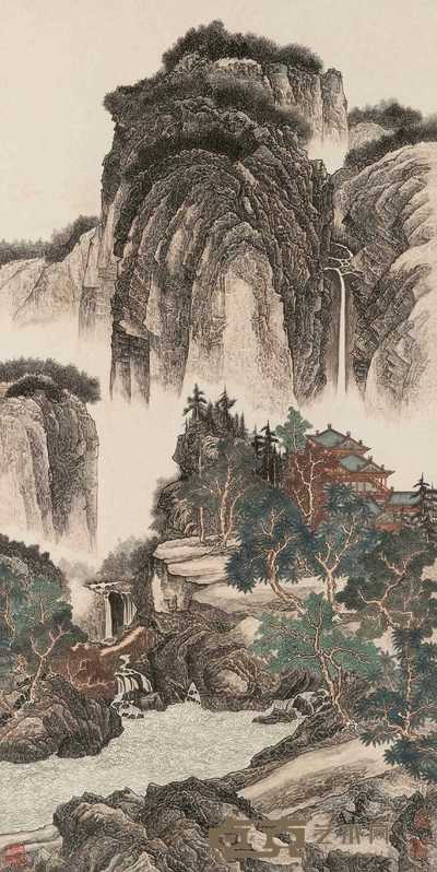 黄秋园 秋山清泉 立轴 133×66cm